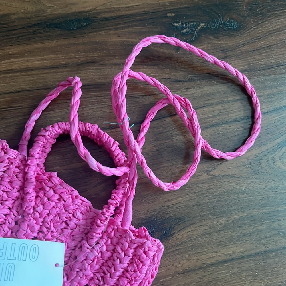 Uo Pink Raffia Bag - image 4